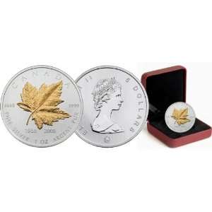   Pure Silver Maple Leaf with 24 Karat Gold Plating 