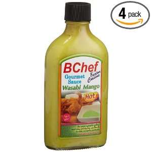 BChef Gourmet Wasabi Mango Hot Sauce, 8.4 Ounce Bottles (Pack of 4)