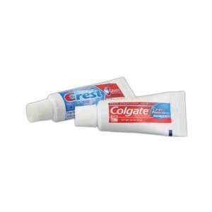 Crest   Brand name toothpaste in 0.85 oz. tube. Suitable for travel 
