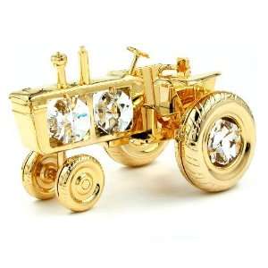  TRACTOR, CRYSTAL ELEMENTS, GOLD PLATED, NEW