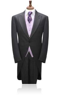 Mens Formalwear Morning Wedding Tuxedo Suits 1 Button Peak Lapel Grey 