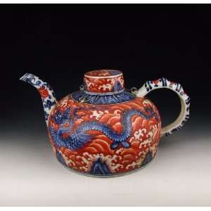 one Iron red&Blue Coloring Porcelain Wine Pot, Chinese 
