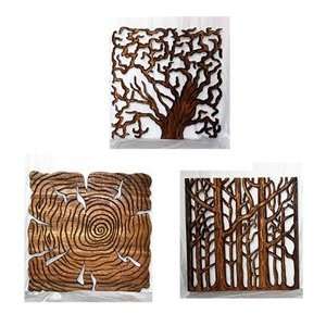  3 Tree of Life Wall Panels   18 x 18 Each   Walnut Oil 