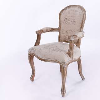 Weathered Oak French Scripted Linen Dining Chairs (Sets of 2, 4, 6, 8 