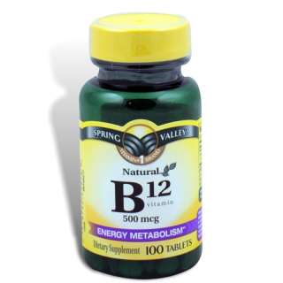 Vitamin B 12 500 mcg, 100 Tablets, B12   Spring Valley  