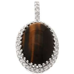   Silver Pendant With Tigers Eye And White Topaz CleverEve Jewelry