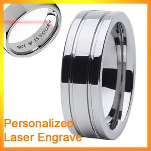 free engrave 8mm new mens grooved tungsten carbide ring  