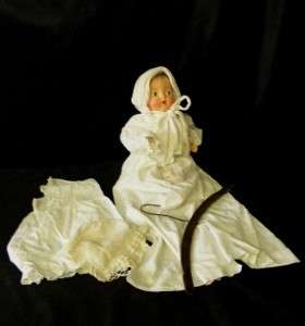 ADORABLE Antique Baby Doll w/ Lace Baby Bonnet & Underclothes 