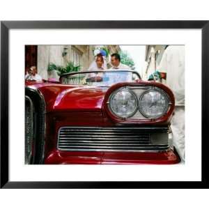 Bride and Groom in 1958 Edsel Pacer Convertible, Calle Obispo, Havana 