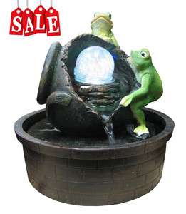 Frogs with Broken Jar Color LED Indoor Water fountain  