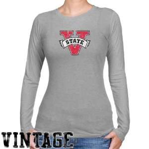 Valdosta State Blazers Ladies Ash Distressed Logo Vintage Long Sleeve 