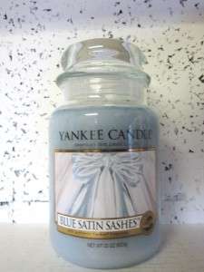 LOT OF 6 Yankee Candle 22 oz Jars BLUE SATIN SASHES  
