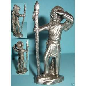    Pewter Native American Indian Holding Spear 