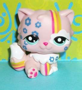 Littlest Pet Shop~#1436 PINK RAINBOW POSTCARD CAT~H184  