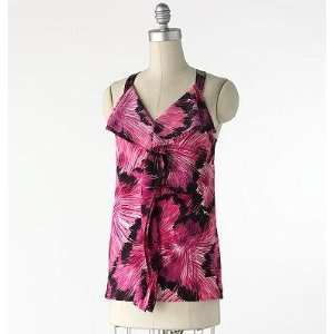  ELLE Floral Ruffled Camisole, X Small, Floral Pink 