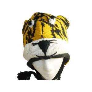 Tiger animal Hat Hand Knit NP003 100% Wool Pilot Ski Animal Cap / Hat 