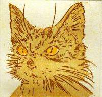 Nancy Leslie Cat Original Color Art Etching Hand Signed & Numbered 