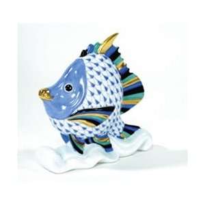 Herend Tropical Fish on Wave Blue Fishnet