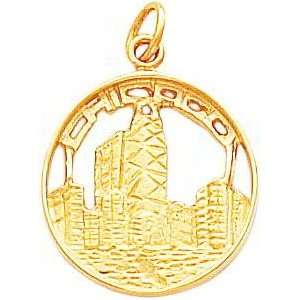  14K Yellow Gold Chicago Skyline Charm Jewelry