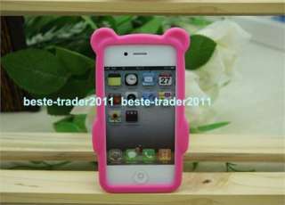3D So Cute Bear Silicone Toy Case Cover for iPhone 4 4S sticker film 