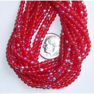  WHOLESALE Czech Glass 3mm Round Beads   Siam Ruby AB   1 