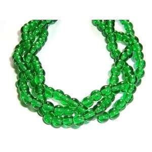  WHOLESALE Czech Glass 4mm Round Beads   Green Emerald   1 