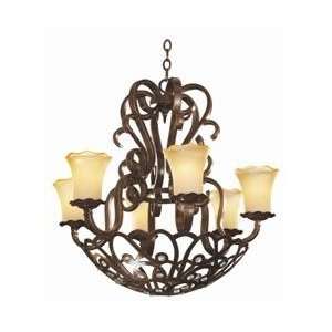  4876TI Tempered Iron Carlisle Tuscan 6 Light Chandelier With Glass 