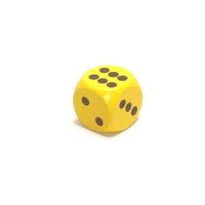  16mm 6 sided Round Cornered Wood Dice, Yellow with Black 