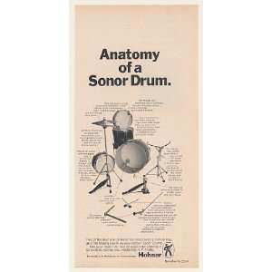  1968 Hohner Anatomy of a Sonor Drum Print Ad (47036)