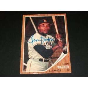  Angels Leon Wagner Auto Signed 1962 Topps #491 JSA R 