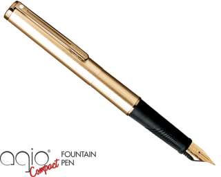 Sheaffer Agio Compact Angle Brushed 22K Gold Plate Fountain Pen Medium 