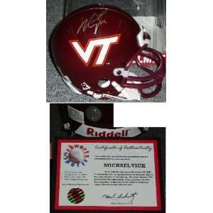   Michael Vick Signed Virginia Tech Rep Mini Helmet
