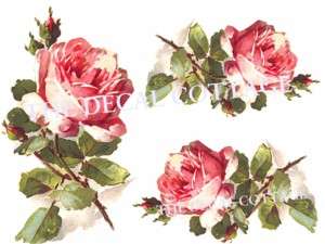TOO GORGEOUS shabby * PETAL PINK ROSES DECALS * chic  