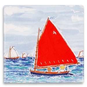    Susan Wallace Barnes Magnet   Red Sailboat