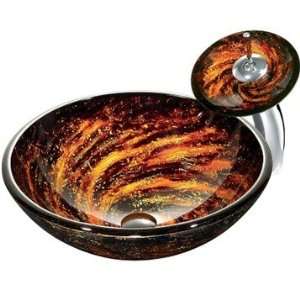 com Vigo Northern Lights Vessel Sink in Browns with Waterfall Faucet 