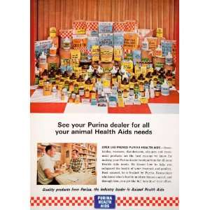  1966 Ad Purina Health Aid Animal Hog Poultry Wormer 