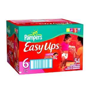  Pampers Easy Ups Absorbent Pants for Girls, Size 6, 54 