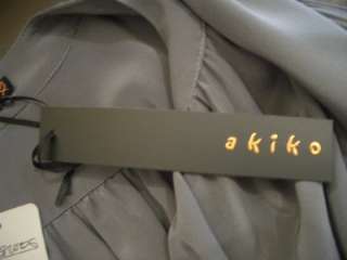 AKIKO Stone Gray Oversized Draped Tie Front Top Blouse  