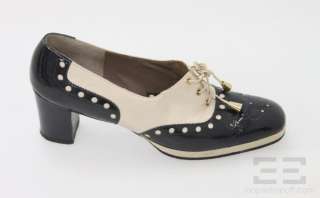 Roger Vivier  Navy Blue And Cream Oxford Heels Size 8 