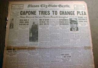 1931 newspaper w BIG hdlne AL CAPONE TRIAL TAX EVASION  
