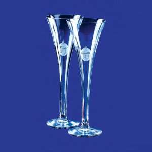     Set of two full 24% lead crystal flute glasses.