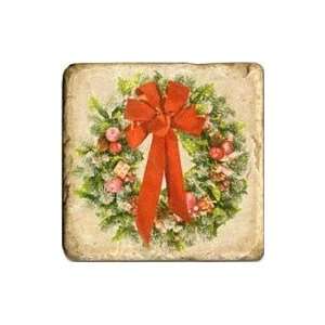  Holiday Wreath Marble Tile Trivet Patio, Lawn & Garden