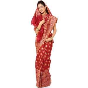   Banaras with Woven Circles   Pure Georgette Silk   Weaver Ansar Ali