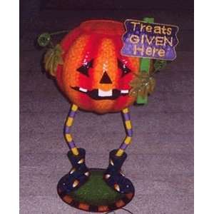  28 inch Pumpkin Man Treats Given Here Candy Dish