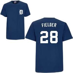  Detroit Tigers Prince Fielder Navy MENS Name and Number T 