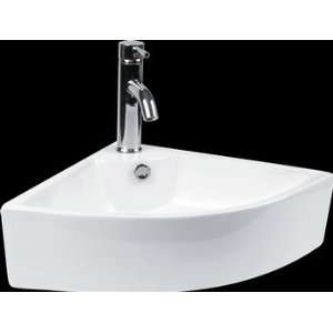   End White Vitreous China Counter Mount Vessel Sink