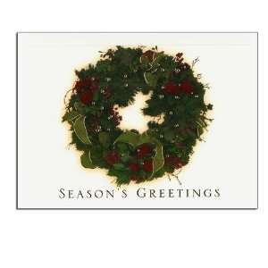 Promotional Seasons Greetings Wreath Holiday Card (50)   Customized w 