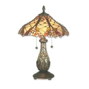   TT70701 San Angelo Table Lamp, Antique Bronze and Art Glass Shade