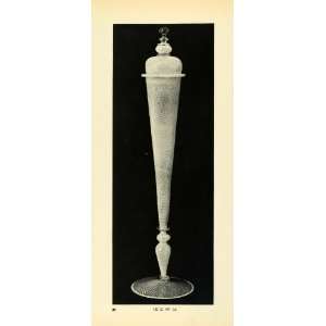 1939 Print Antique 16th 17th Century Ornate Glass Flute Shaped Goblet 