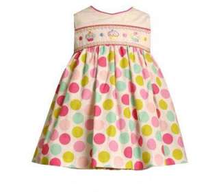   Girls Polka Dot Smocked Cupcake Cotton Birthday Dress 24M New  